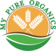 My Pure Organics logo featuring a green leaf design symbolizing natural, healthy, and sustainable living.
