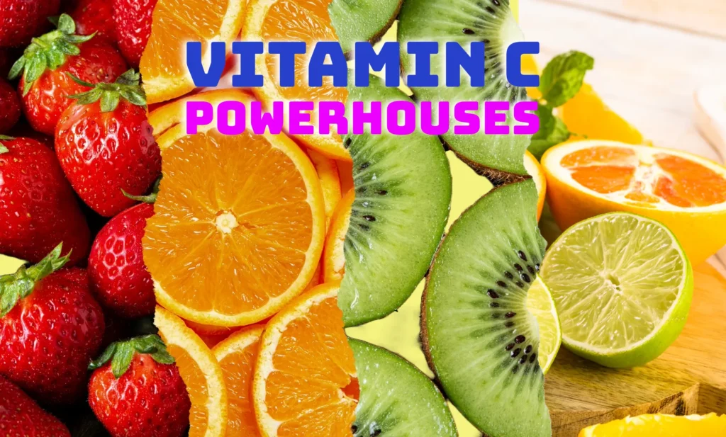Oranges, strawberries, kiwi, and citrus fruits— rich in vitamin C