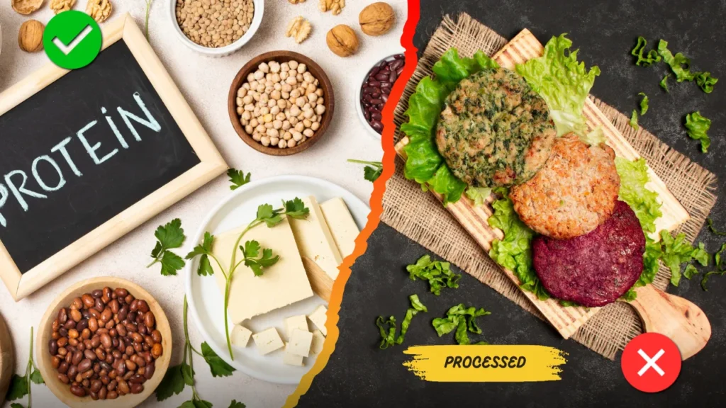 Whole food plant proteins vs processed plant-based meats