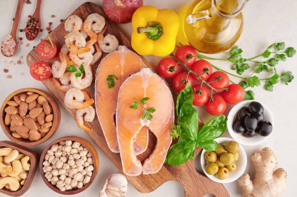 Fresh Mediterranean ingredients for heart-healthy meals